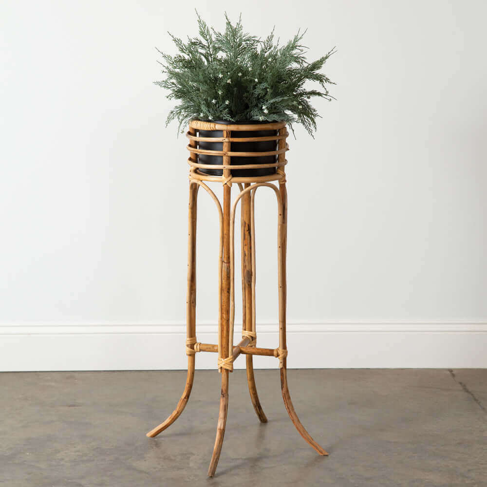 Boho Hand Made Rattan Plant Stand with Planter