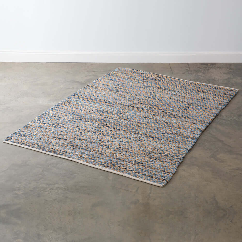 Boho Handwoven Denim and Jute Area Rug