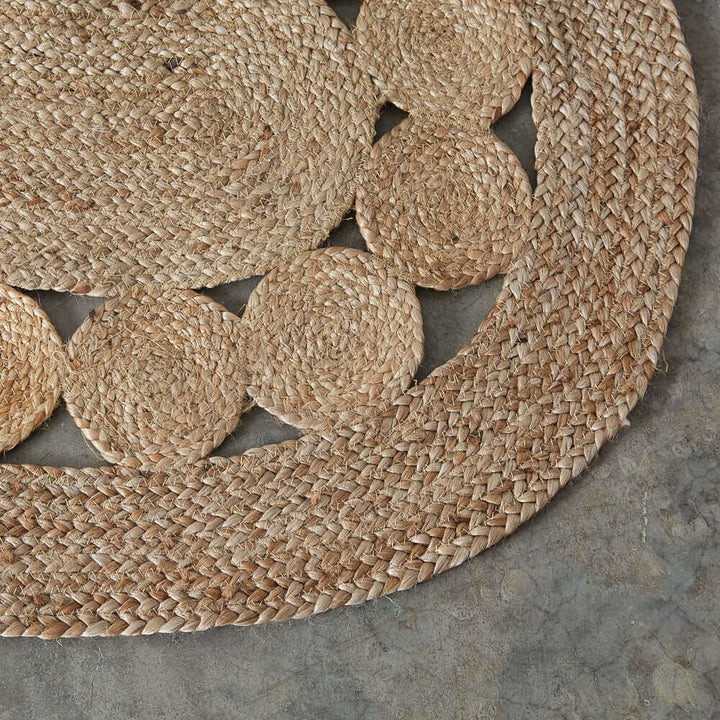 Boho Handwoven Jute Accent Rug with Circles