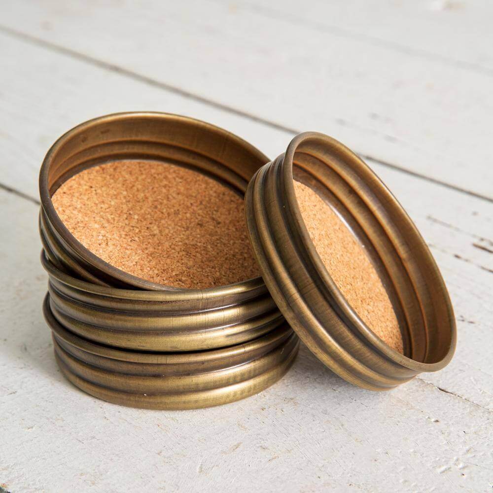 Brass Mason Jar Lid Coasters (Set of 4)