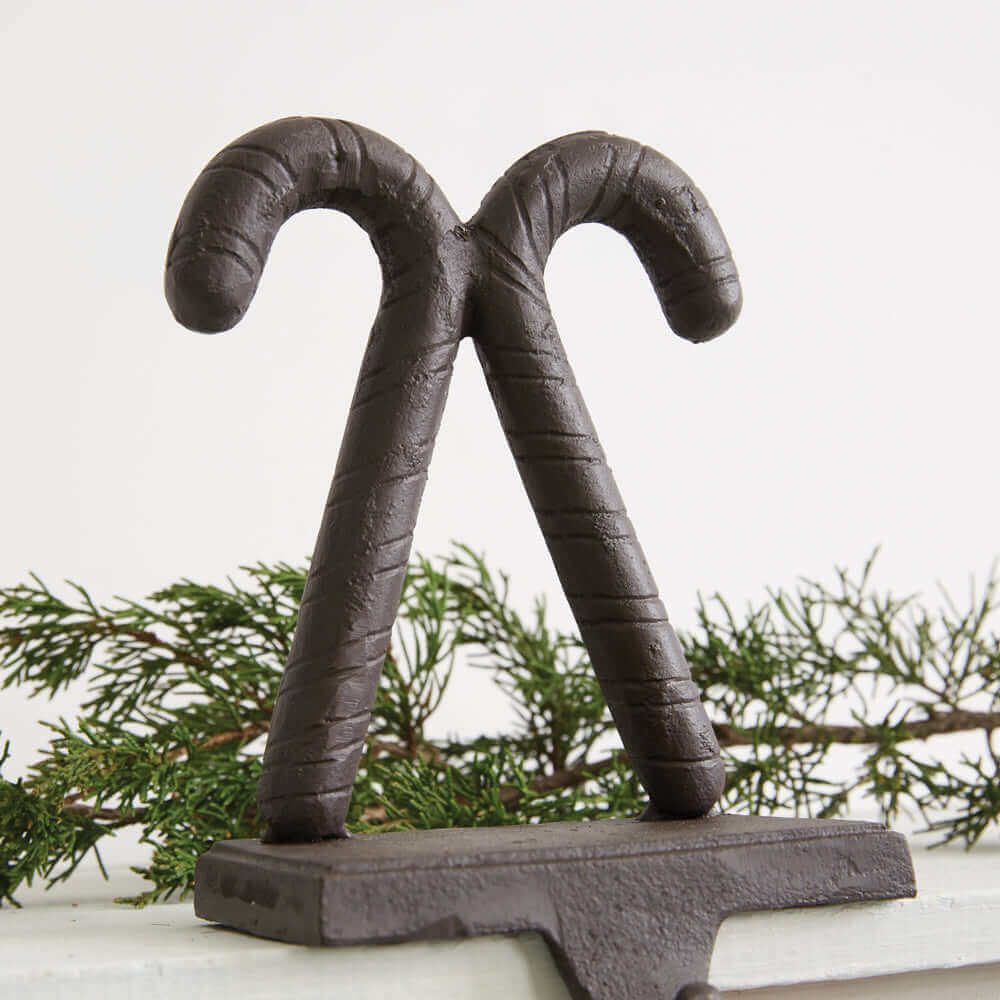 Cast Iron Candy Canes Christmas Stocking Holder