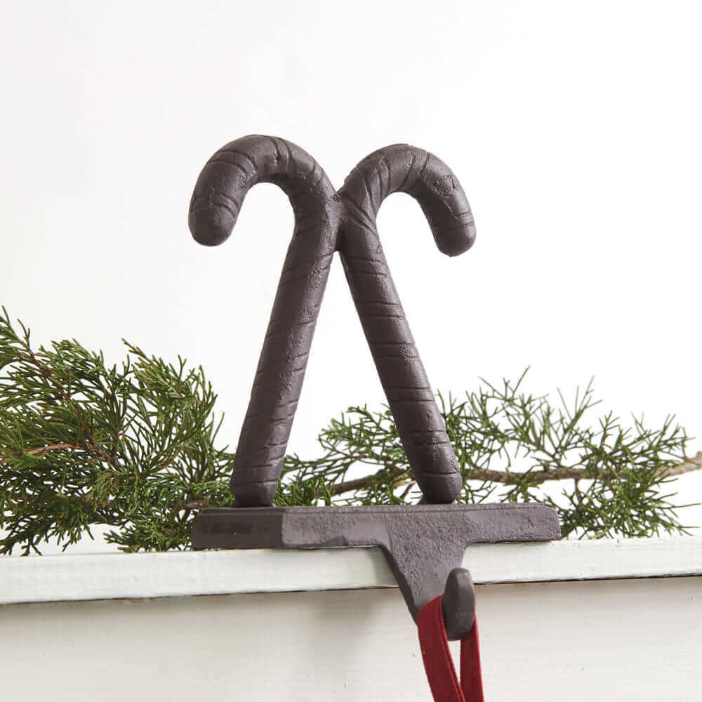 Cast Iron Candy Canes Christmas Stocking Holder