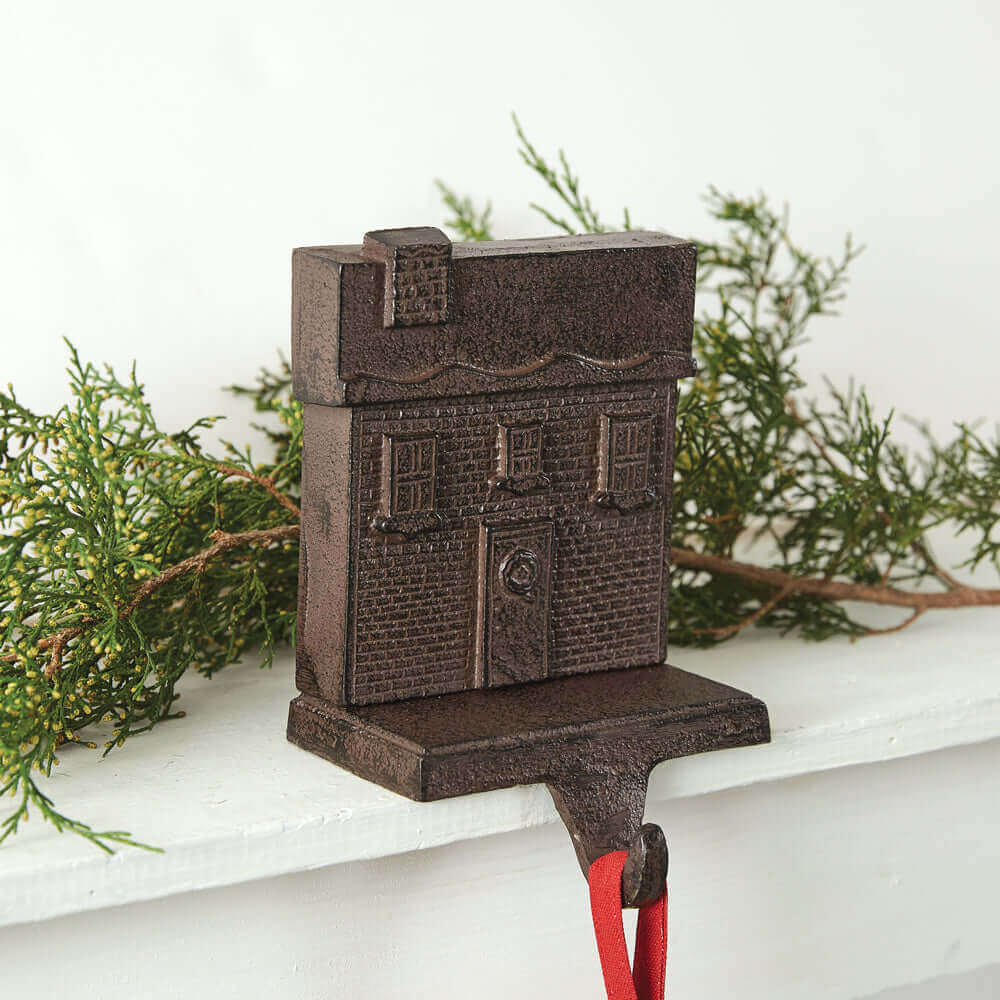 Cast Iron Gingerbread house Christmas Stocking Holder