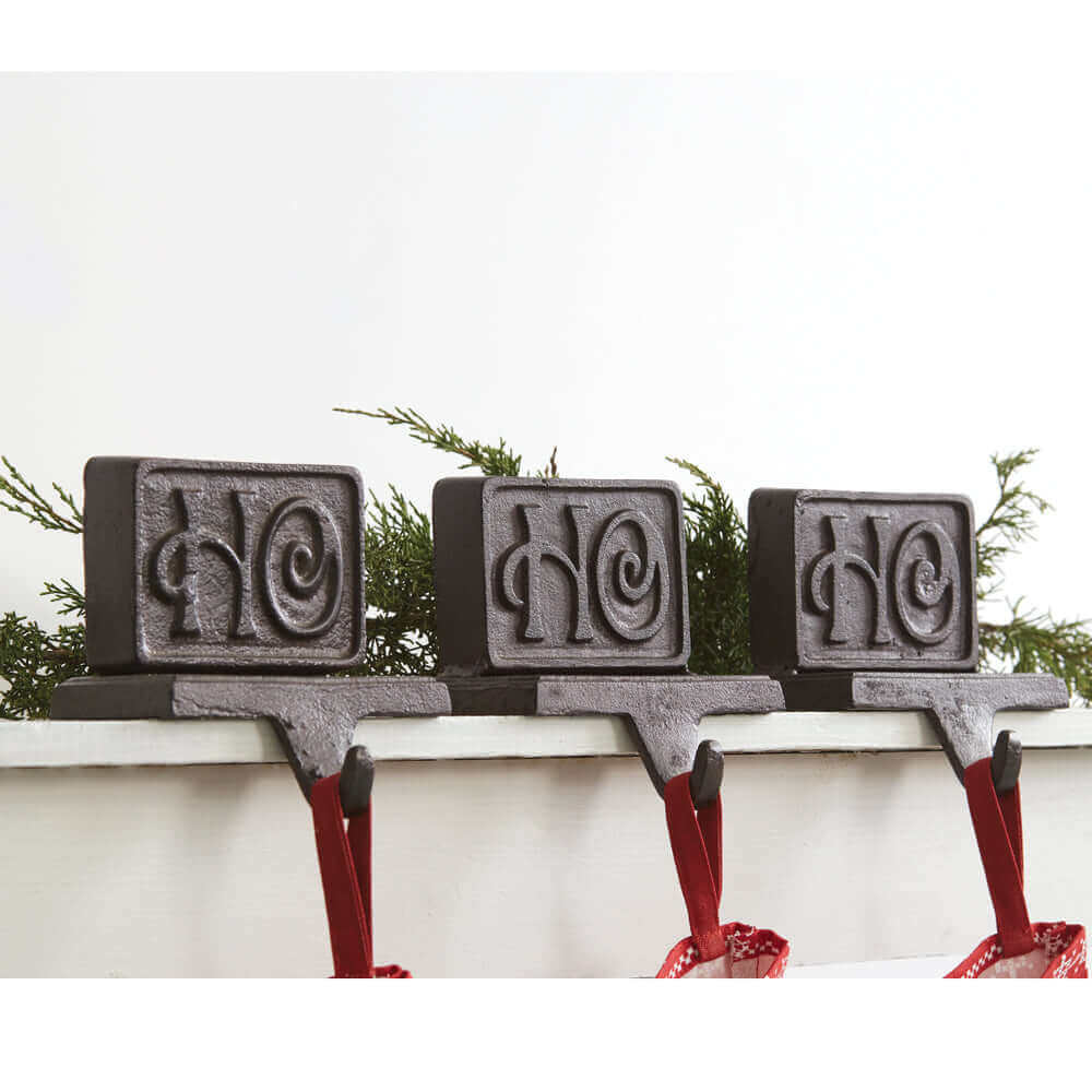 Cast Iron "Ho ho ho" Christmas Stocking Holders (Set of 3)