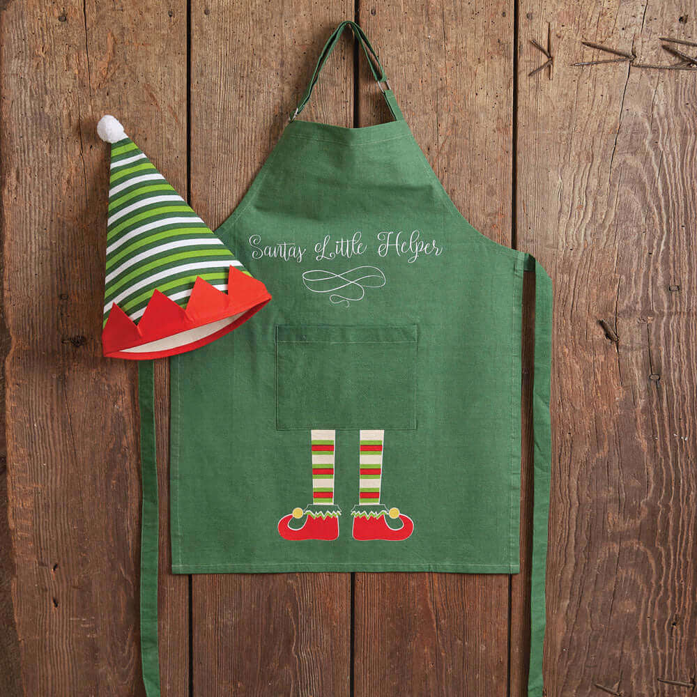 Child's Santa's Little Helper Apron and Elf Hat