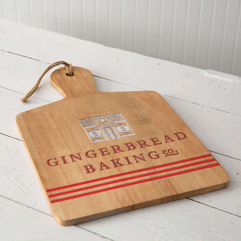 Christmas "Gingerbread Baking Co." Wooden Cutting Board