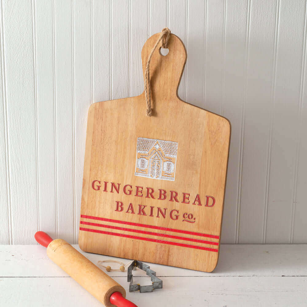 Christmas "Gingerbread Baking Co." Wooden Cutting Board