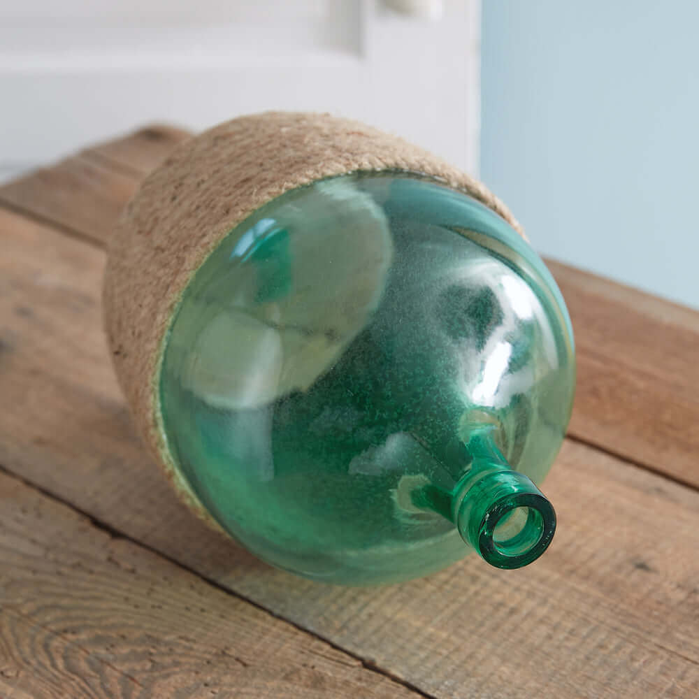 Coastal Recycled Glass Vase with Jute Rope