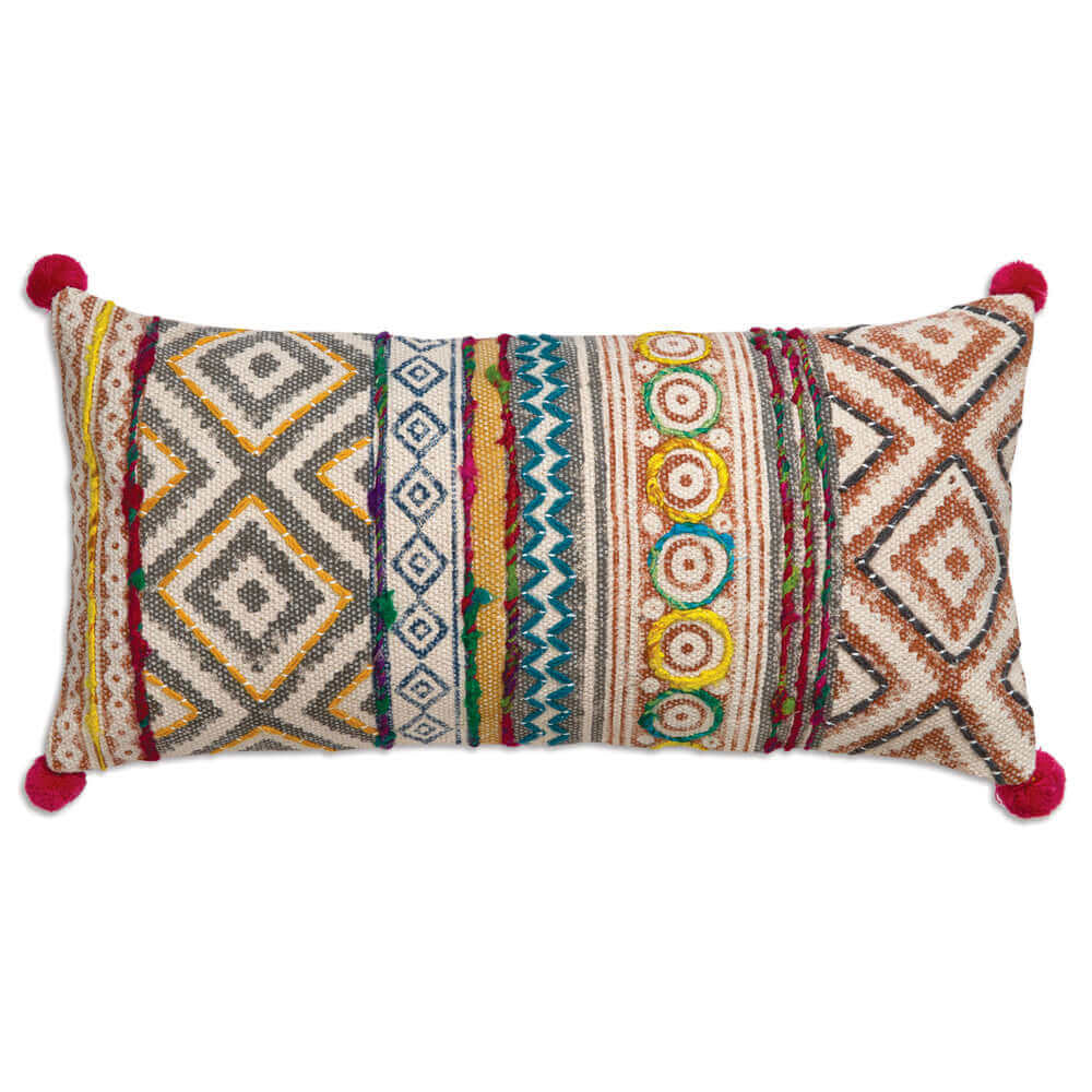 Colorful Boho Handwoven Lumbar Pillow