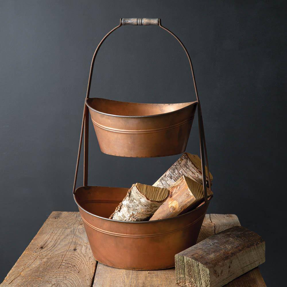 Copper Two-tier Firewood Holder