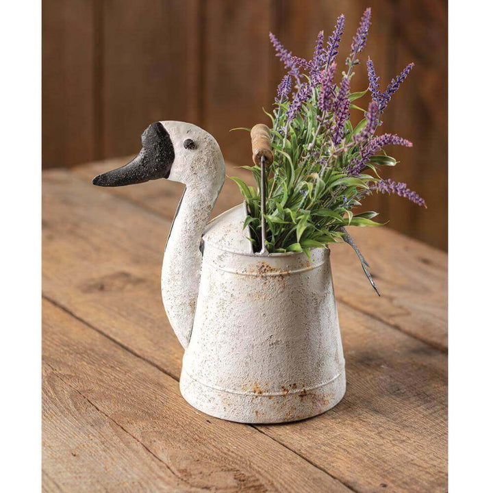 Country Vintage Goose Bucket with Wood Handle