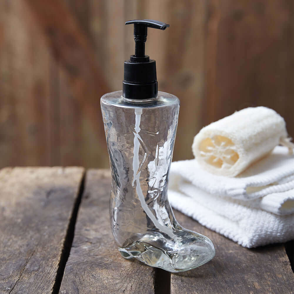 Cowboy Boot-Shaped Glass Soap Dispenser