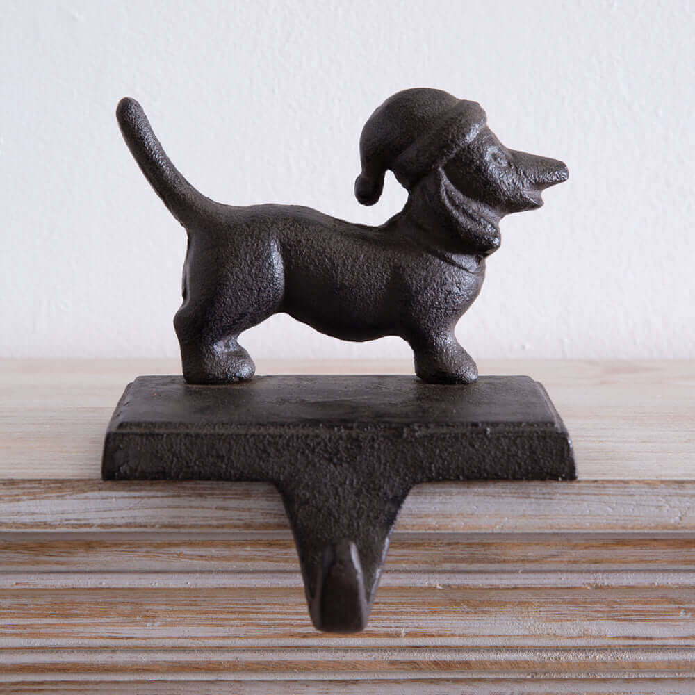 Dachshund Christmas Stocking Holder in Cast iron