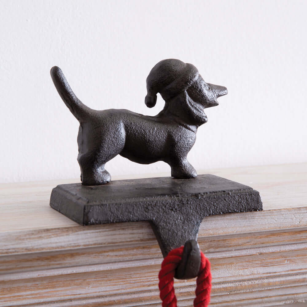 Dachshund Christmas Stocking Holder in Cast iron