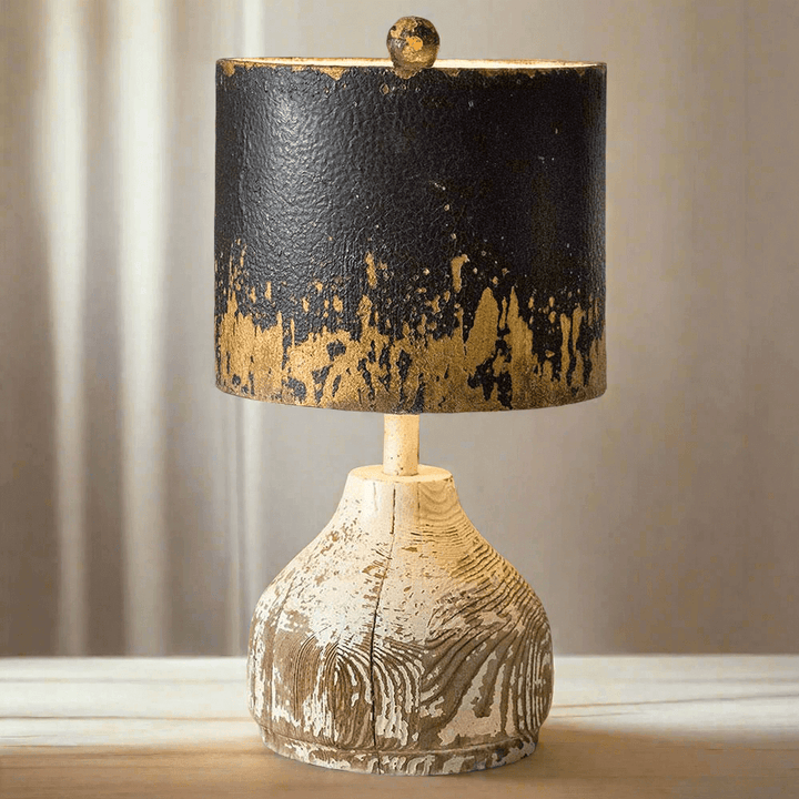 Distressed Table Lamp with Metal Shade