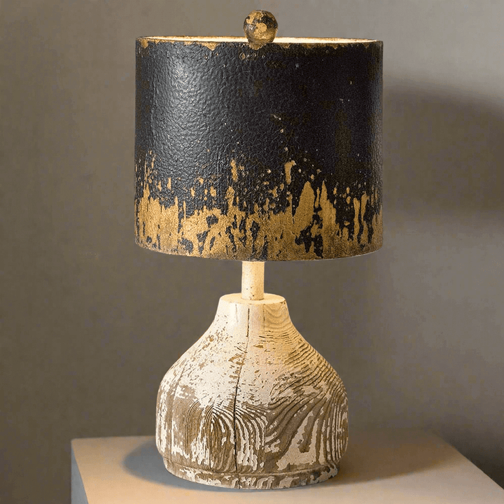 Distressed Table Lamp with Metal Shade