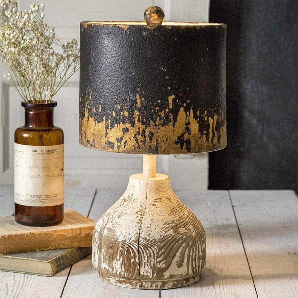 Distressed Table Lamp with Metal Shade