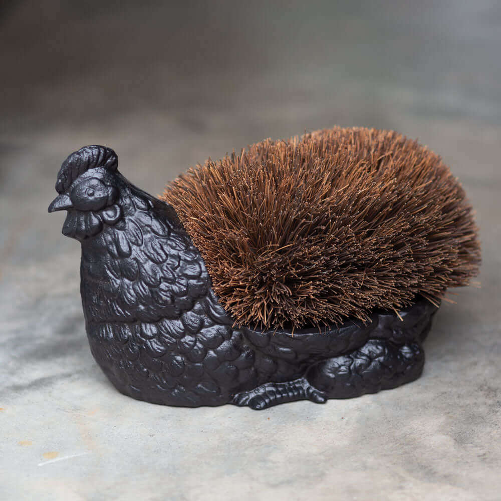 Farmhouse Chicken Boot Scraper in Cast Iron Metal