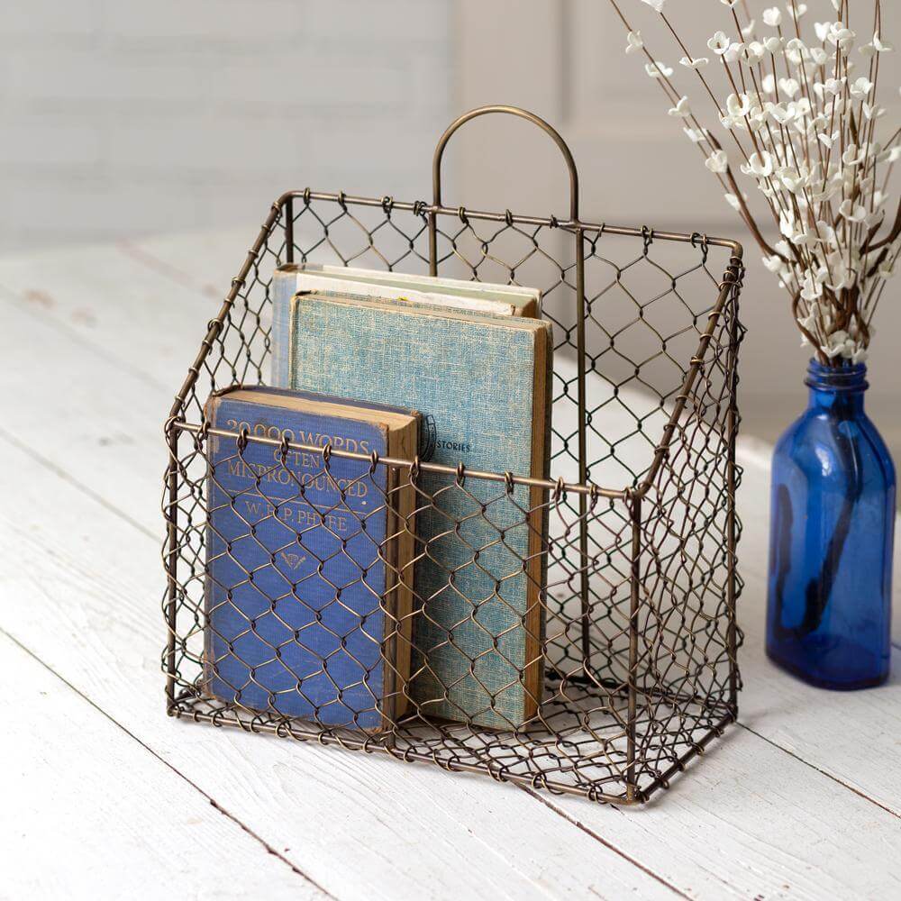 Farmhouse Chicken Wire Magazine Organizer