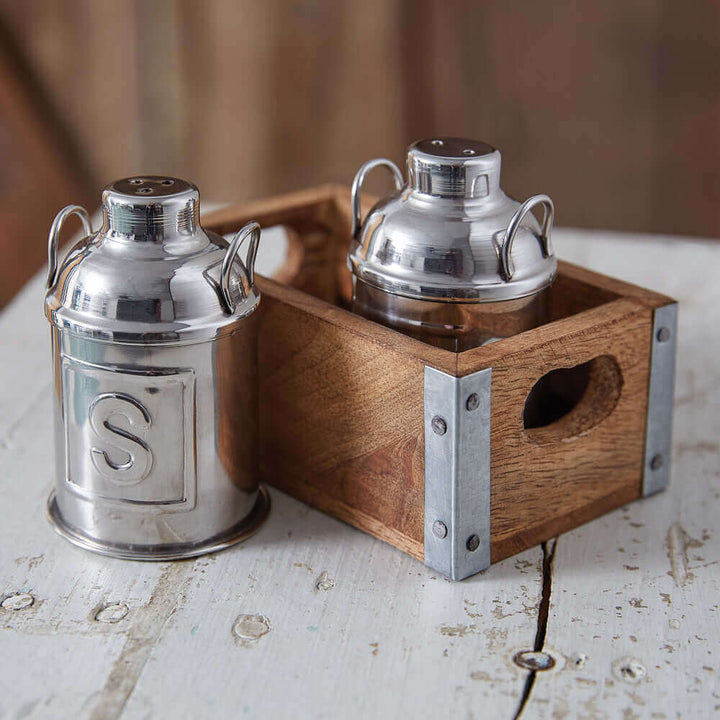 Farmhouse Milk Cans Salt and Pepper Shakers