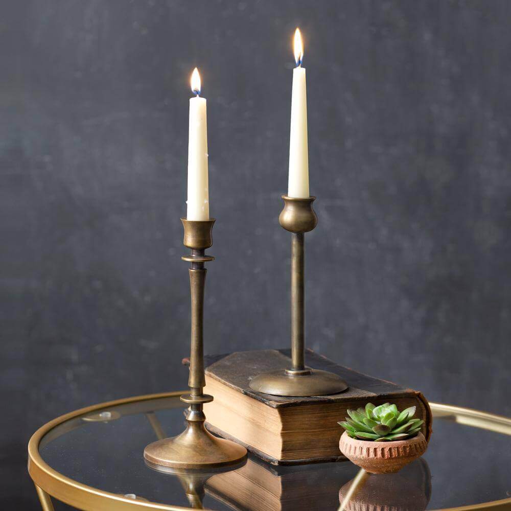 Faux Brass Taper Candleholders (Set of 2)