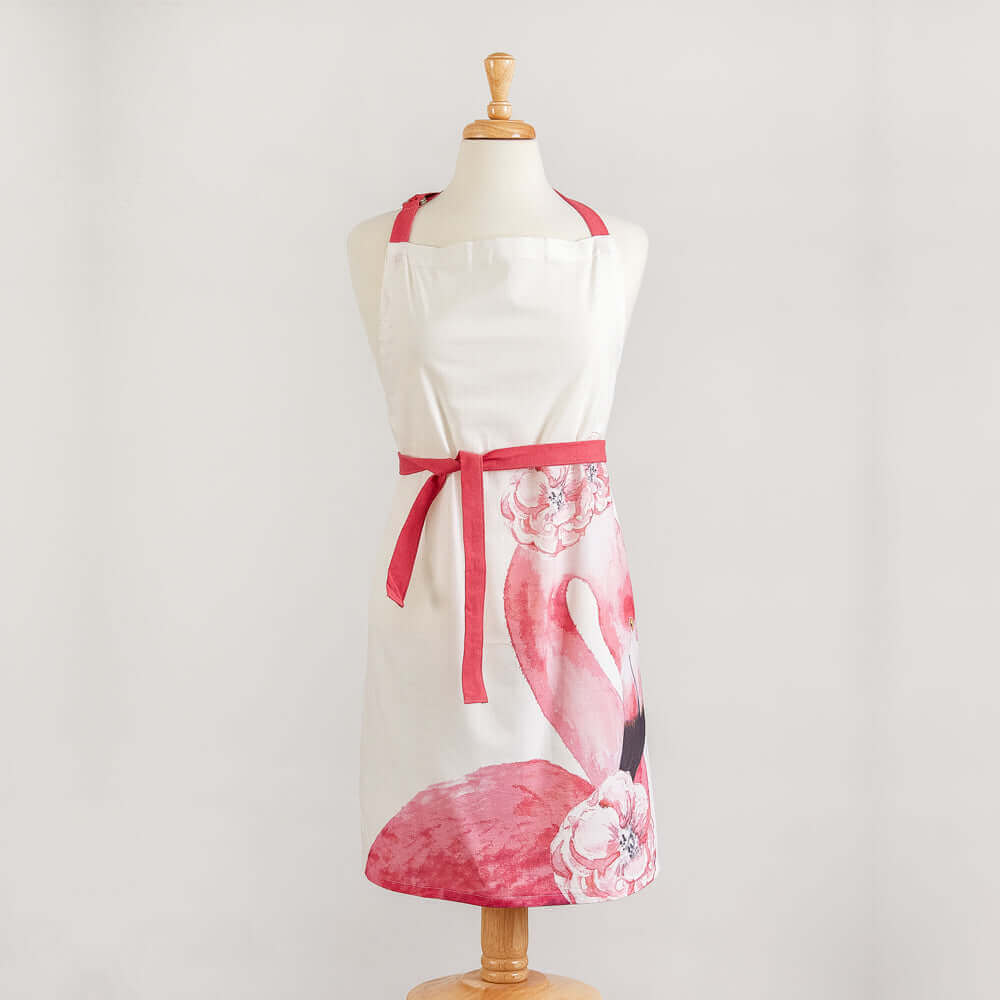 Flamingo Apron in Pink & White