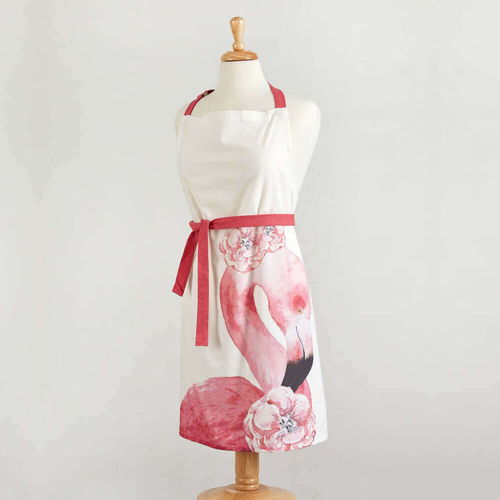 Flamingo Apron in Pink & White