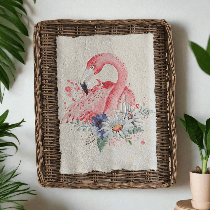 Flamingo Wall Art on Basket