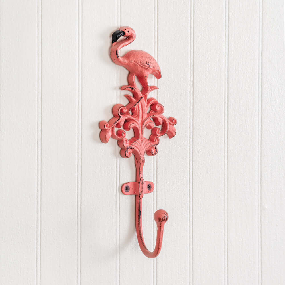 Flamingo Wall Hooks in Pink Cast Iron (Set of 4)