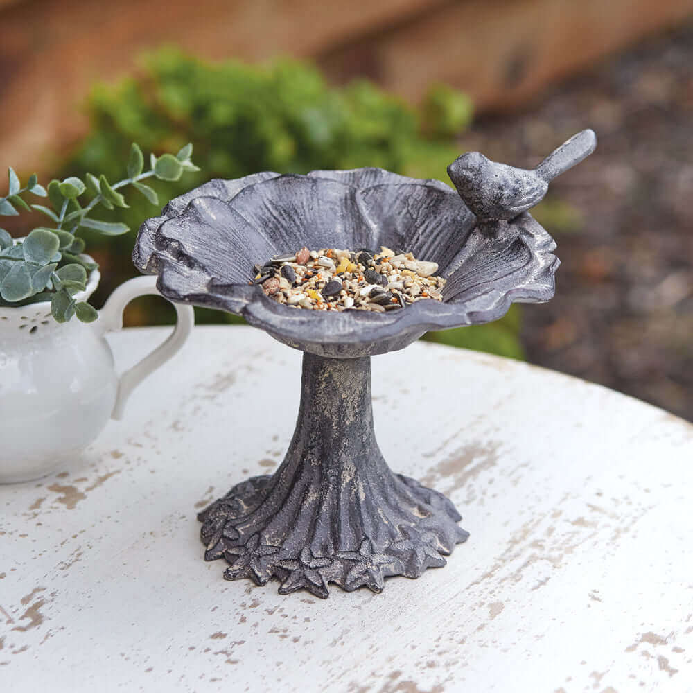 Flower Bird Feeder in Cast Iron