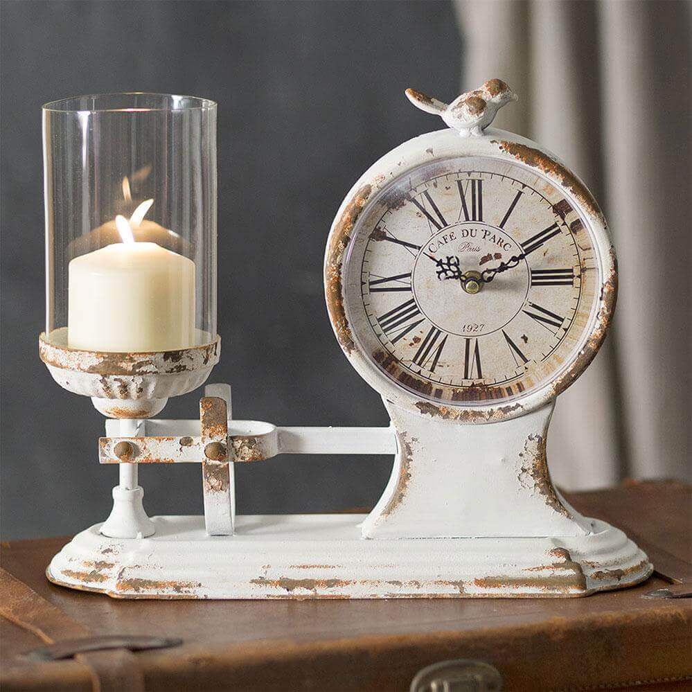 French Countertop Candle Holder and Clock