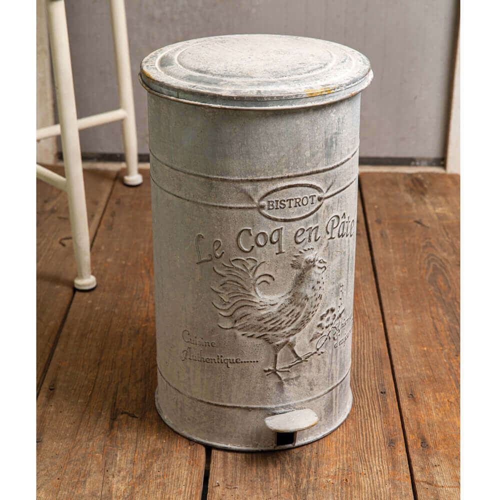 French Country Rustic Rooster Trash Can with Foot Pedal