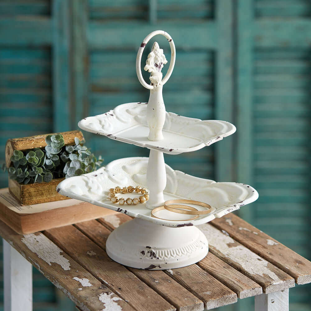 French Country Two-Tiered Trinket Tray