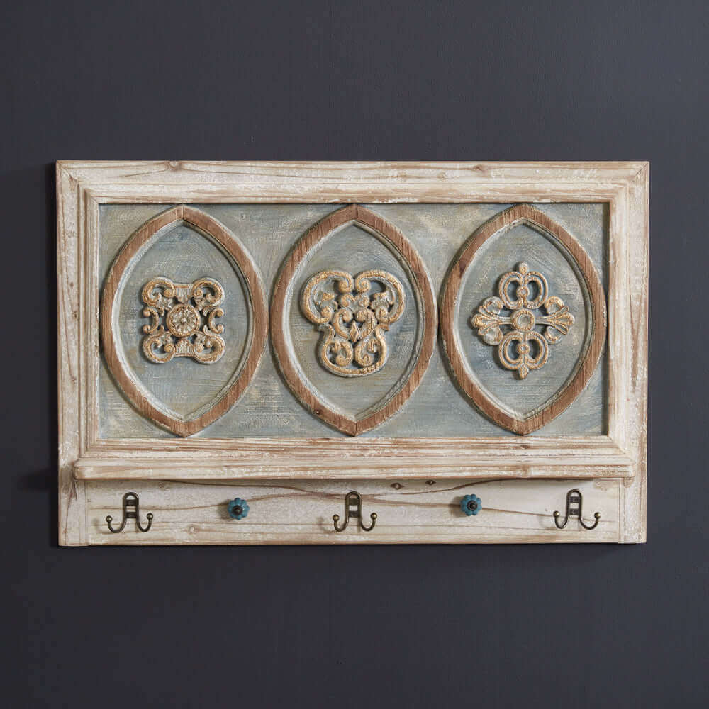 French Provincial Wall Shelf with Hooks