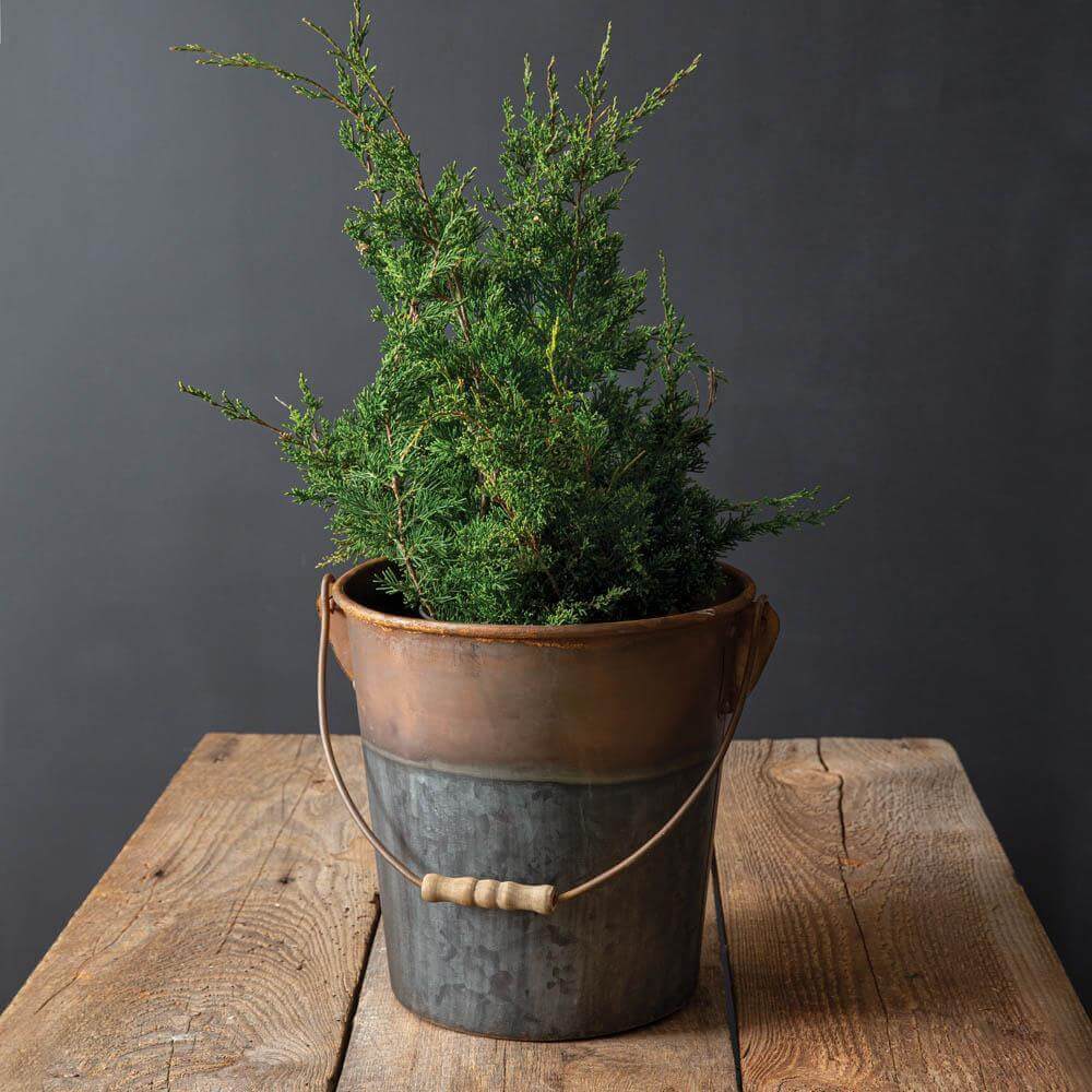 Galvanized Metal Bucket with Copper Finish