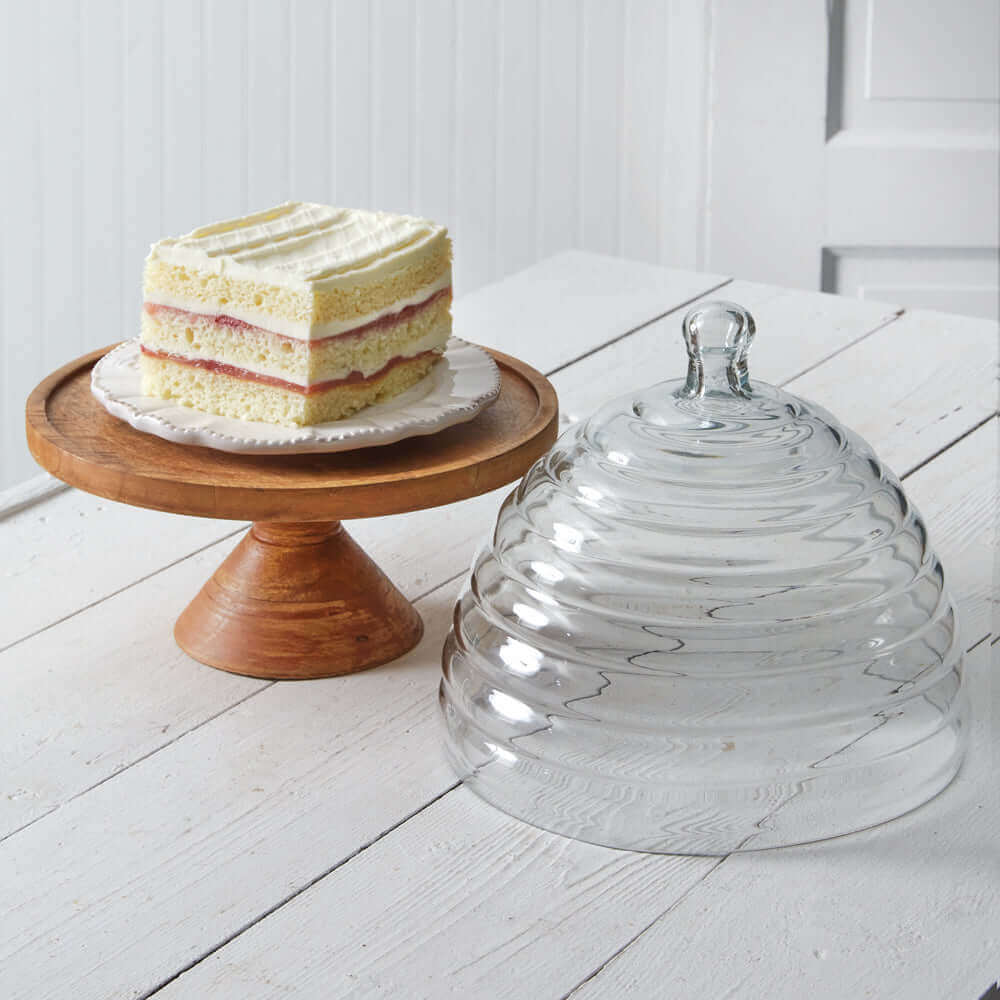 Glass Beehive Kitchen Cloche with Wood Stand