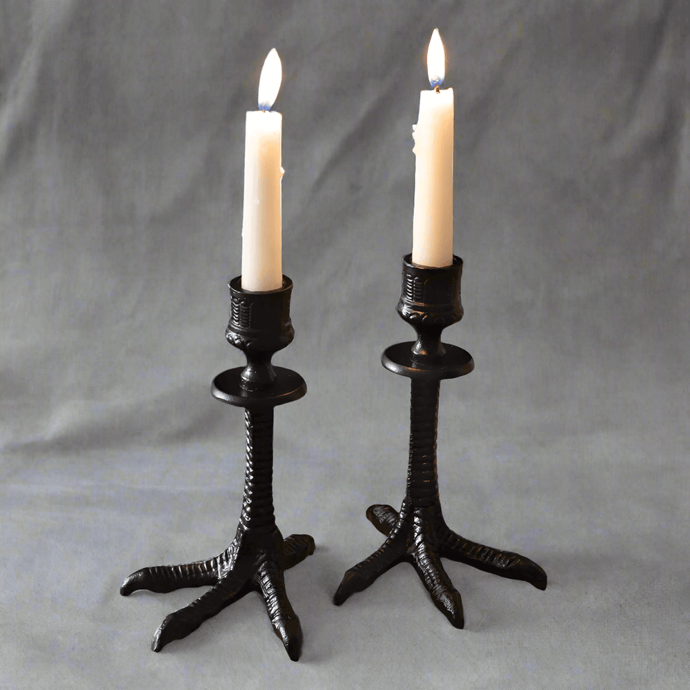 Gothic Crows Feet Candleholders Halloween Decor (Set of 2)