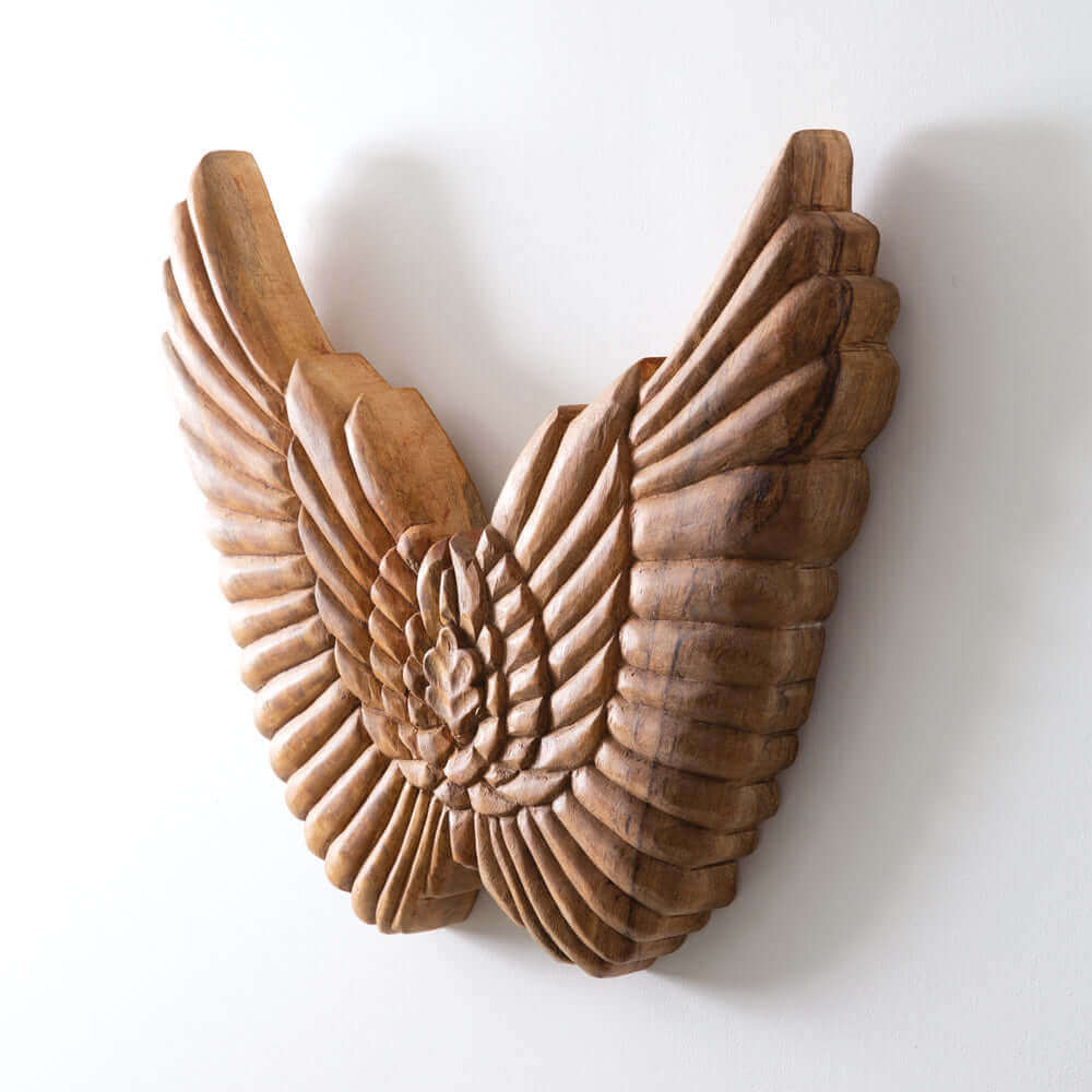 Hand Carved Angel Wings Wall Décor