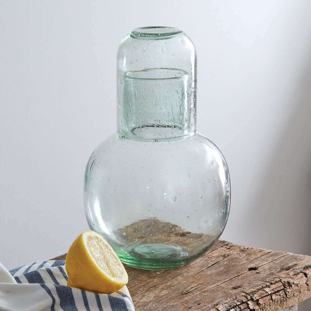 Handblown Carafe and Glass Set