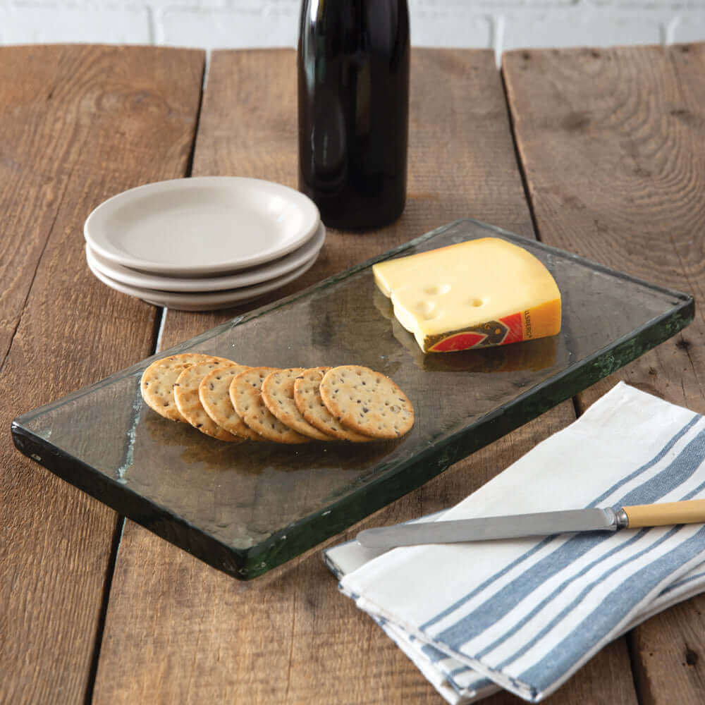 Handmade Rustic Blocked Glass Cheeseboard Serving Tray