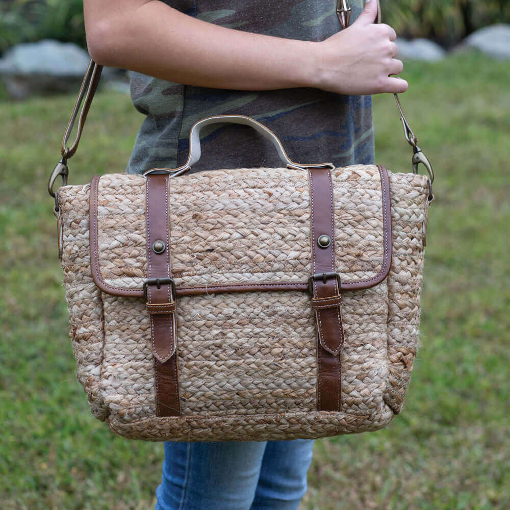 Handwoven Boho Braided Jute Messenger Bag