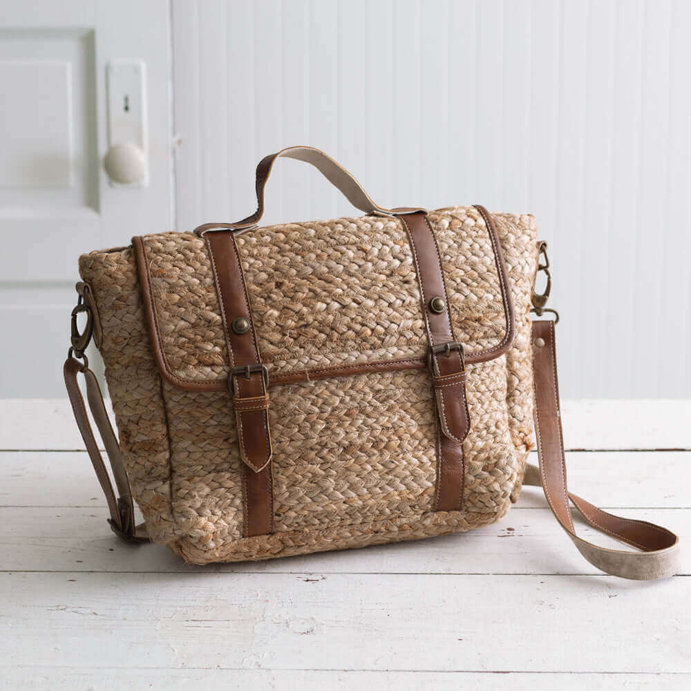 Handwoven Boho Braided Jute Messenger Bag