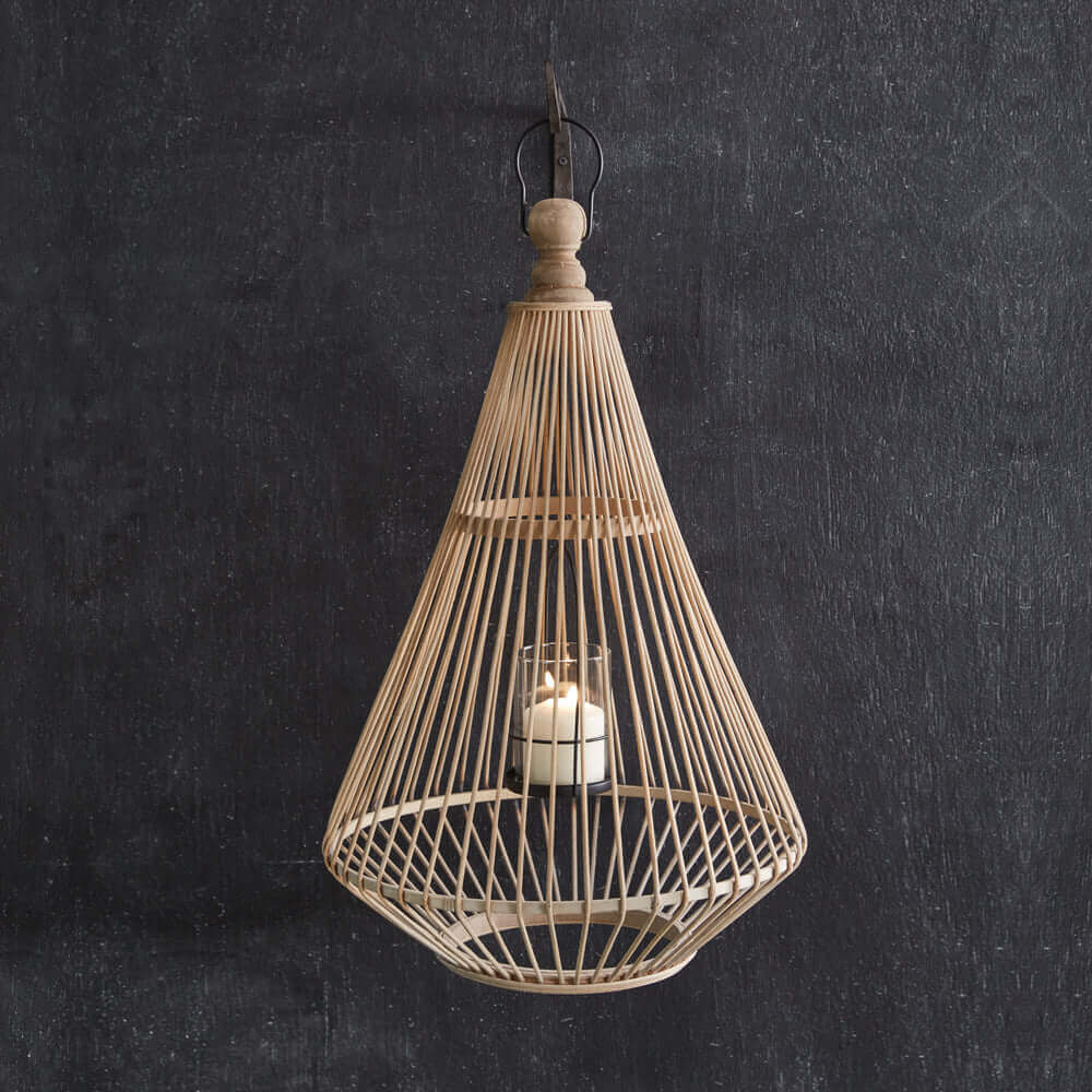 Hanging Candle Lantern in Rattan