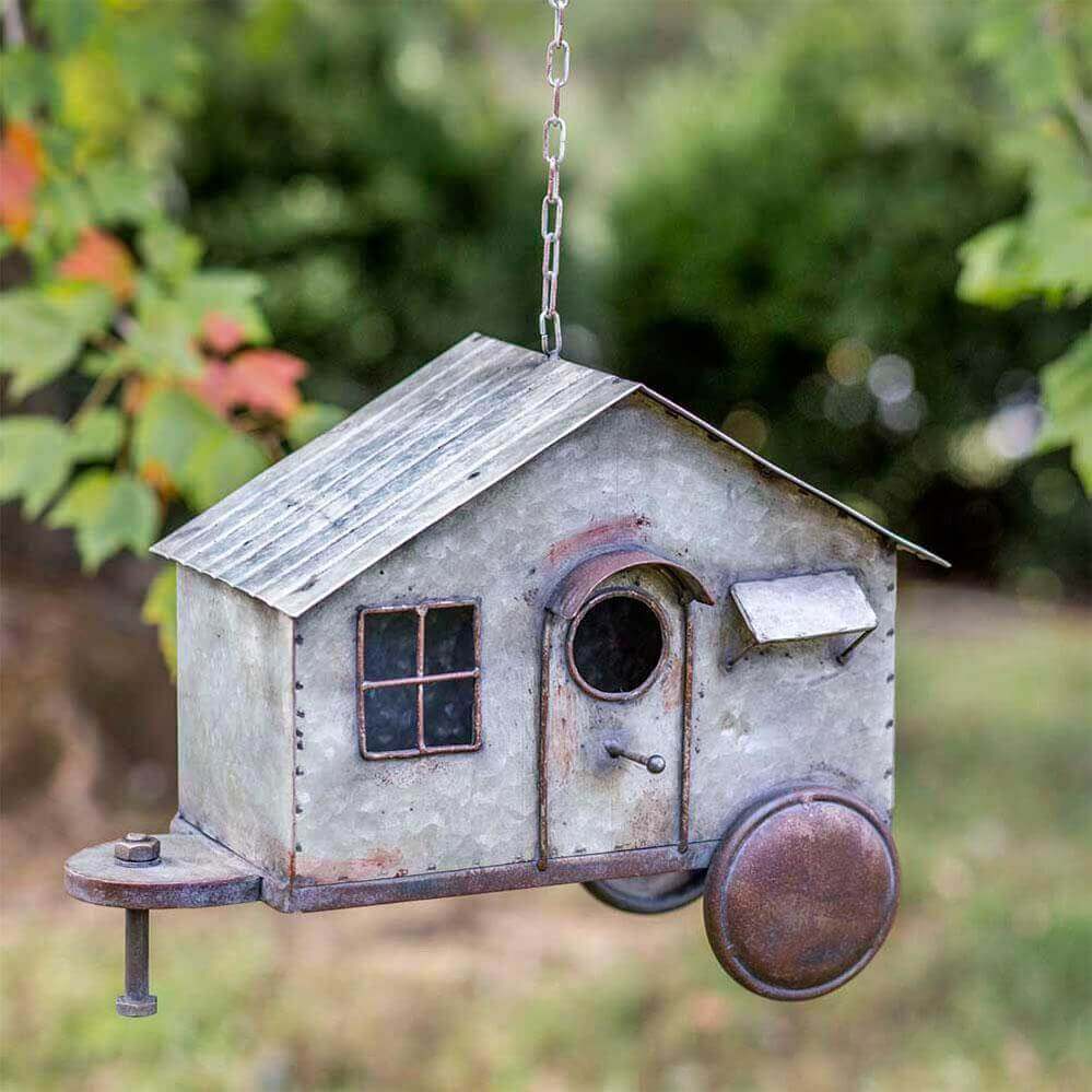 Hanging Metal Vintage Camper Birdhouse