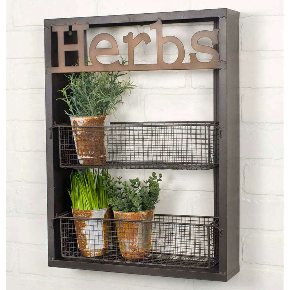 Herbs Wall Shelf and Baskets in Metal