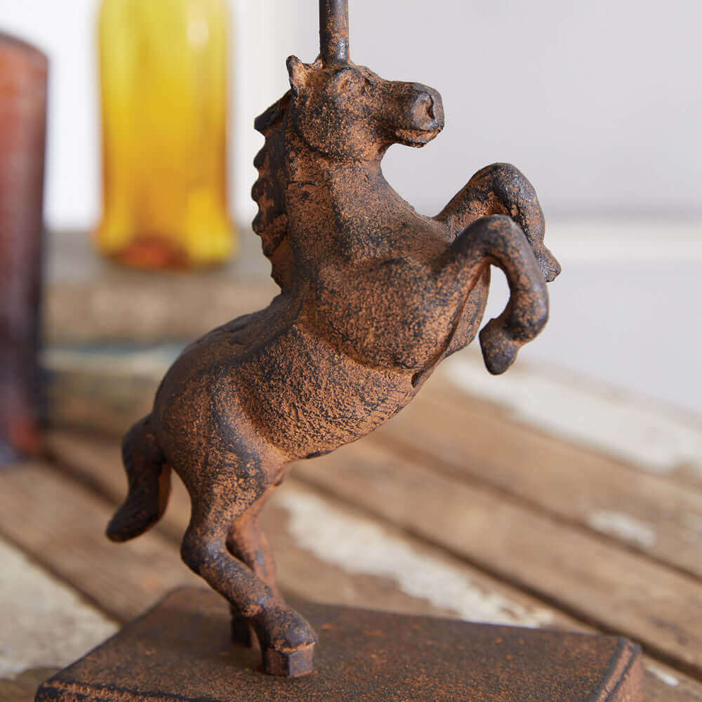 Horse Candle Holder in Rustic Cast Iron