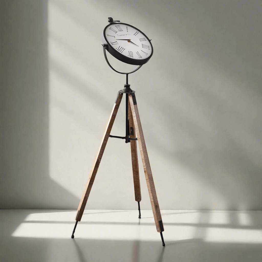 Industrial Antique Tripod Floor Clock