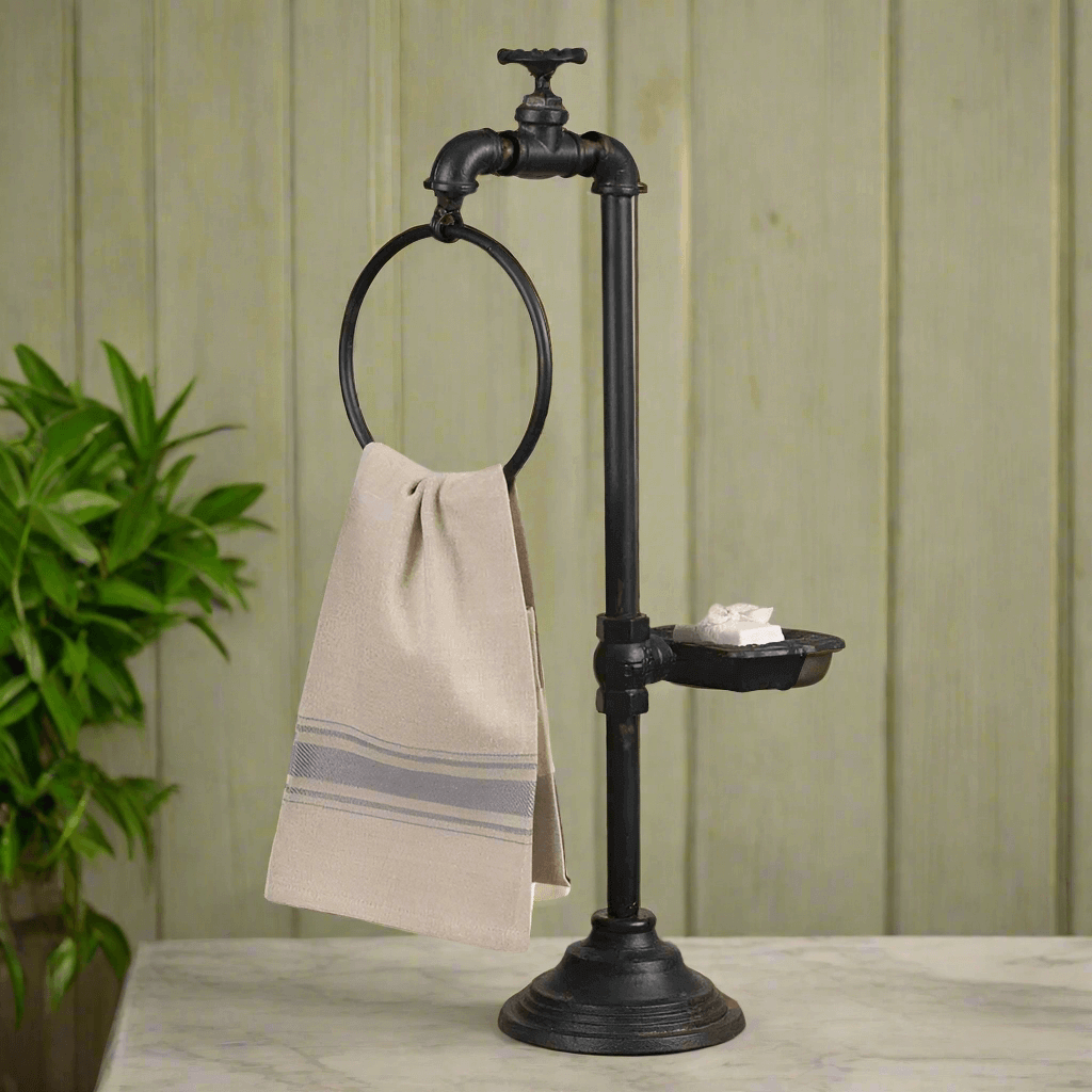 Industrial Farmhouse Spigot Soap and Towel Holder Caddy