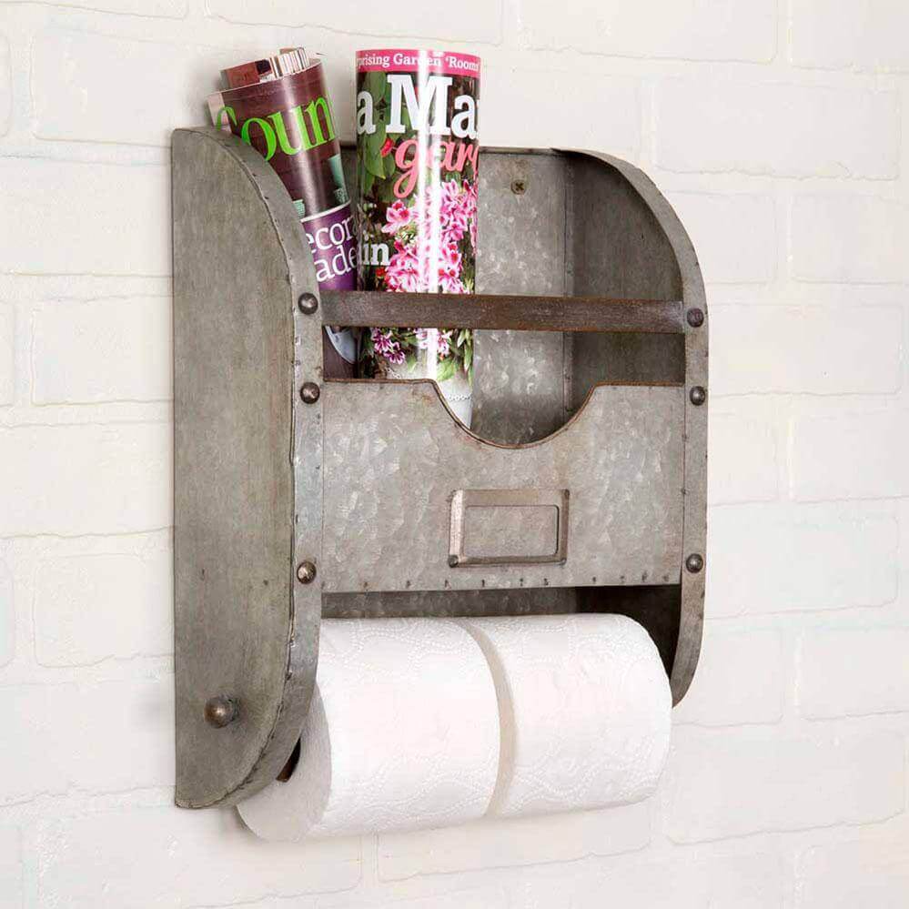 Industrial Metal Vintage Toilet Paper Caddy