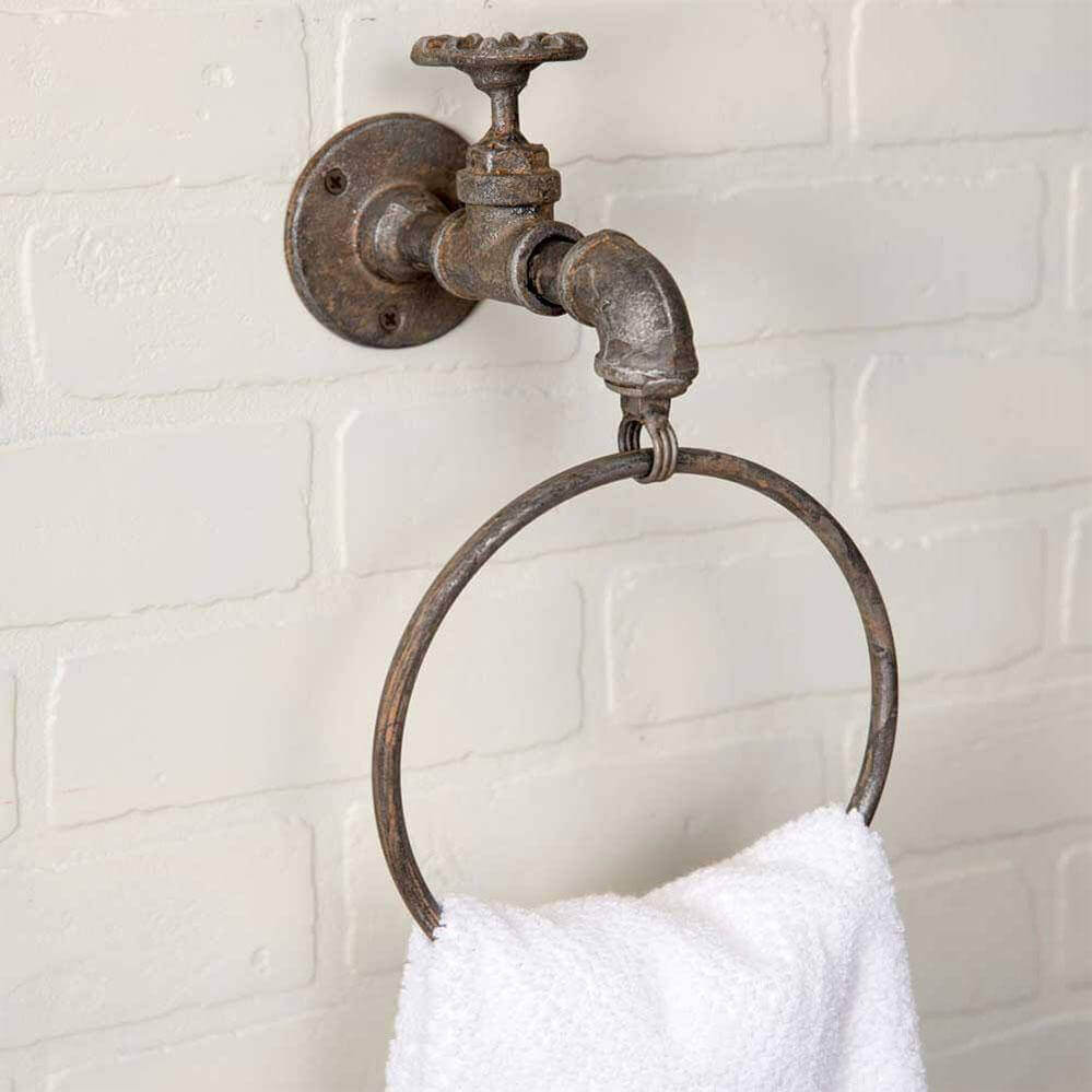 Industrial Vintage Water Spigot Towel Ring (Set of 2)